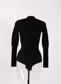 Supreme long sleeve buttoned bodysuit in wool - Black