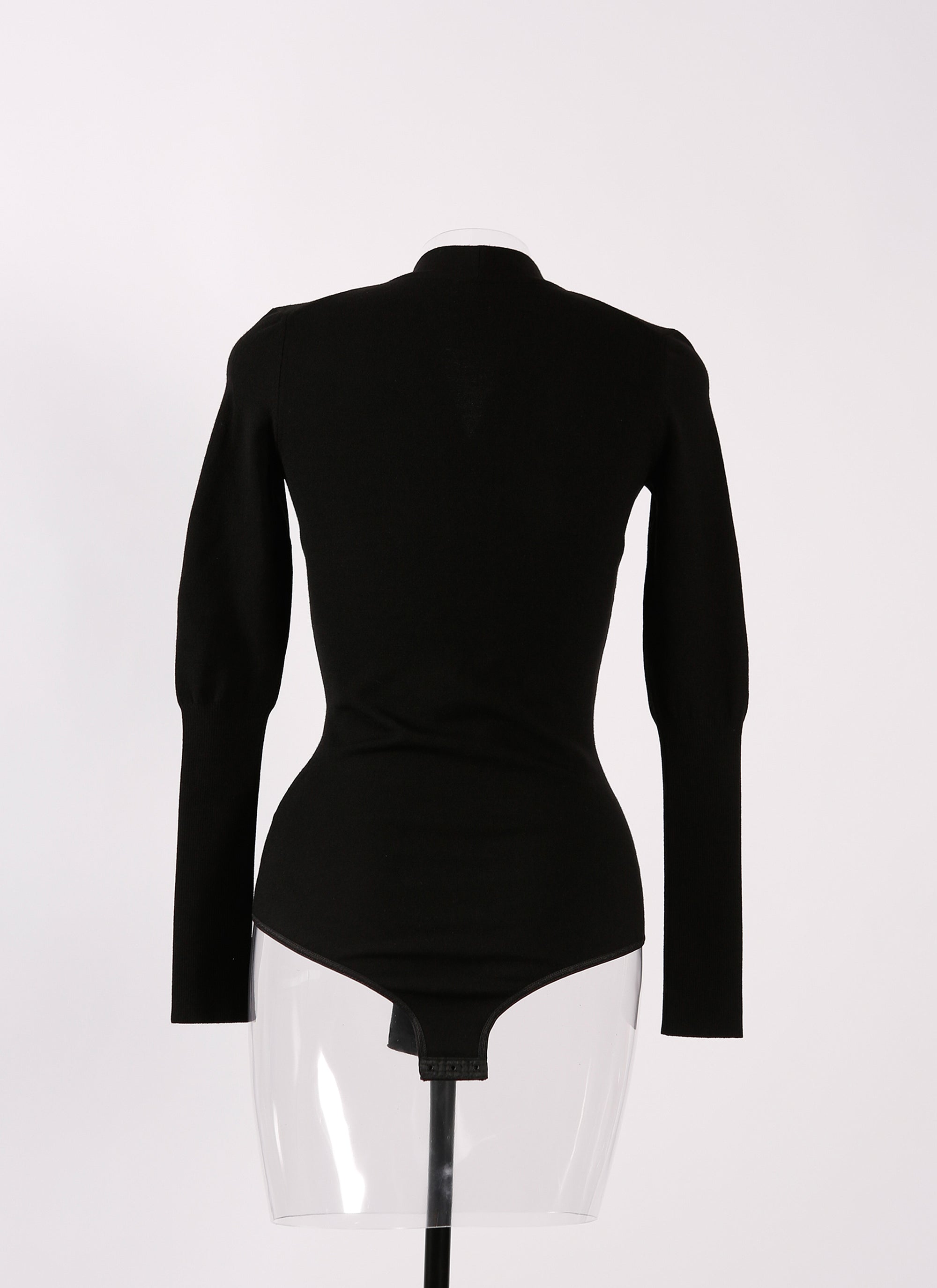 Supreme long sleeve buttoned bodysuit in wool - Black