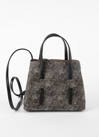 Speckled Mina bag in leather - Black & Beige