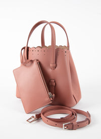 Sac mini Carrera Fiori en cuir - Poudre