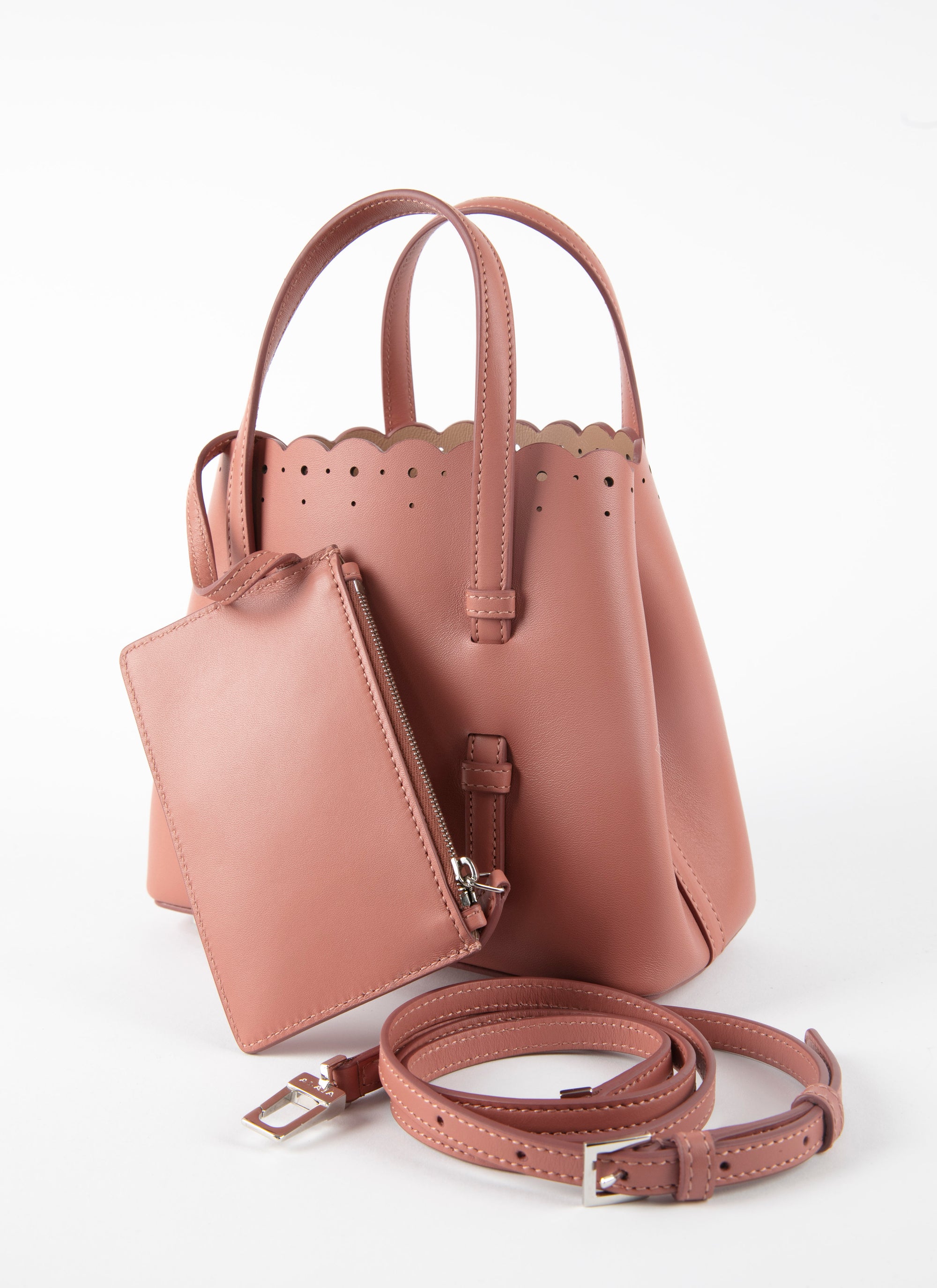 Sac mini Carrera Fiori en cuir - Poudre