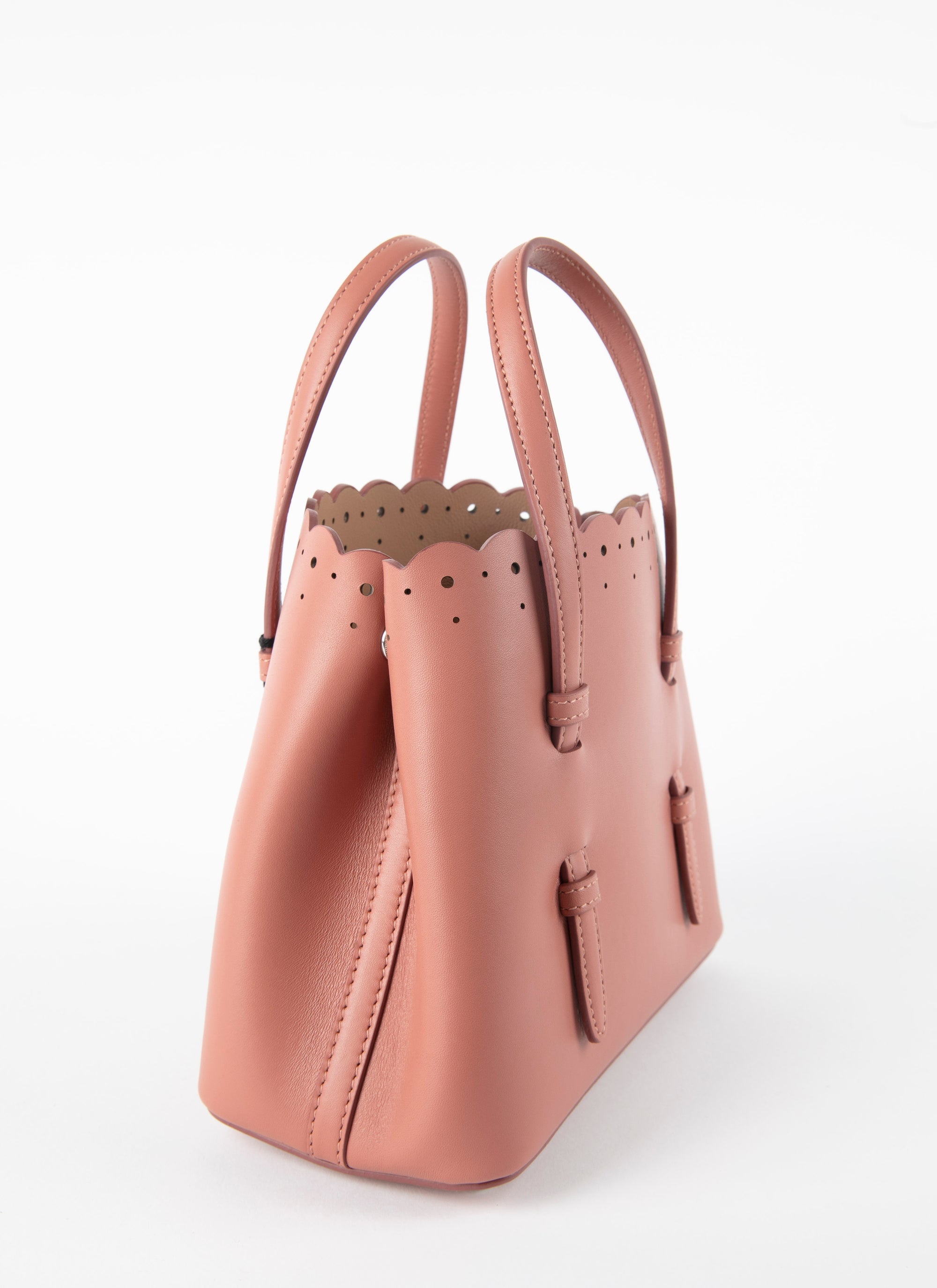 Sac mini Carrera Fiori en cuir - Poudre