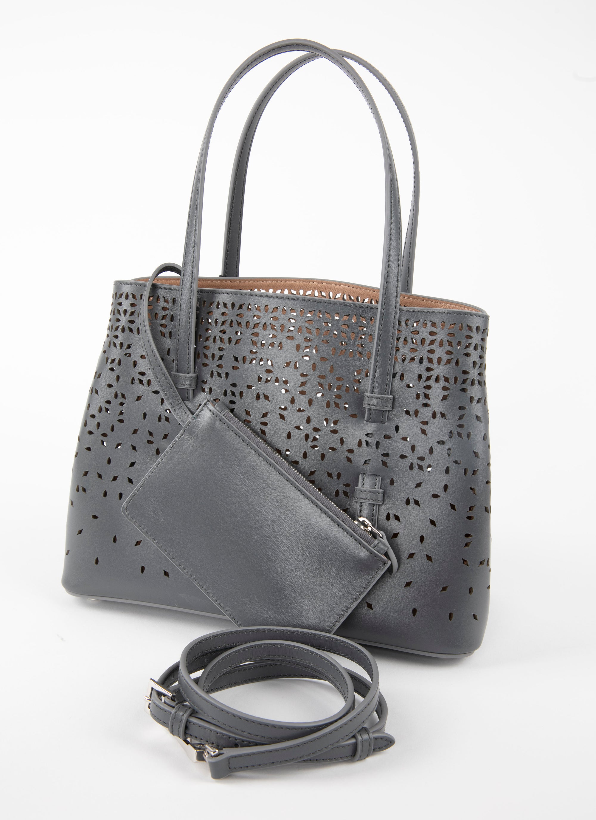 Mina Bolivia Fiori bag, leather - Ash
