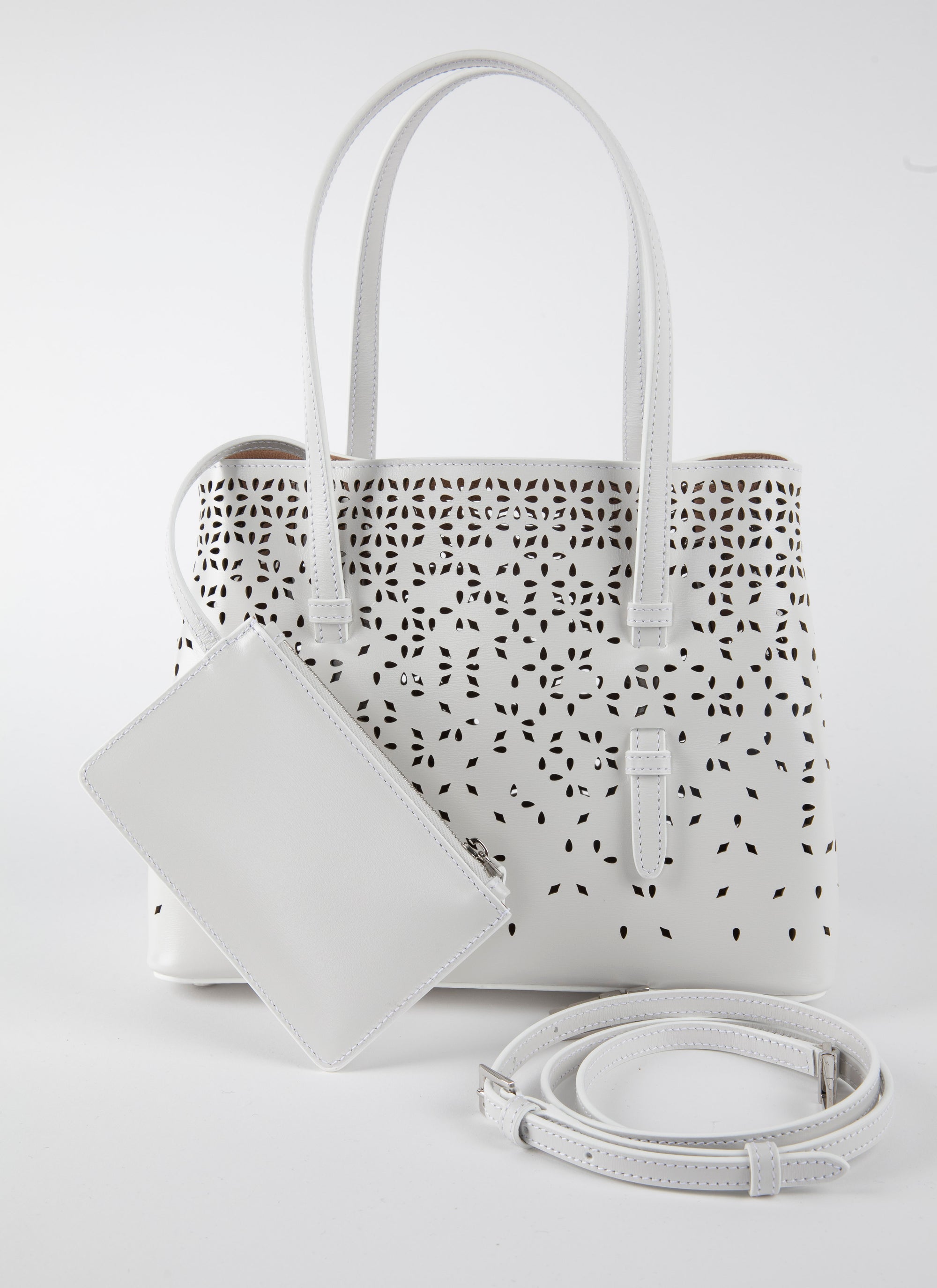 Mina Bolivia Fiori bag, leather - Optic White