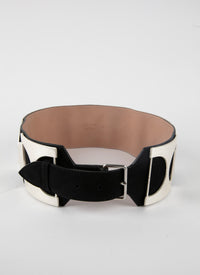 Flat suede leather belt - Black