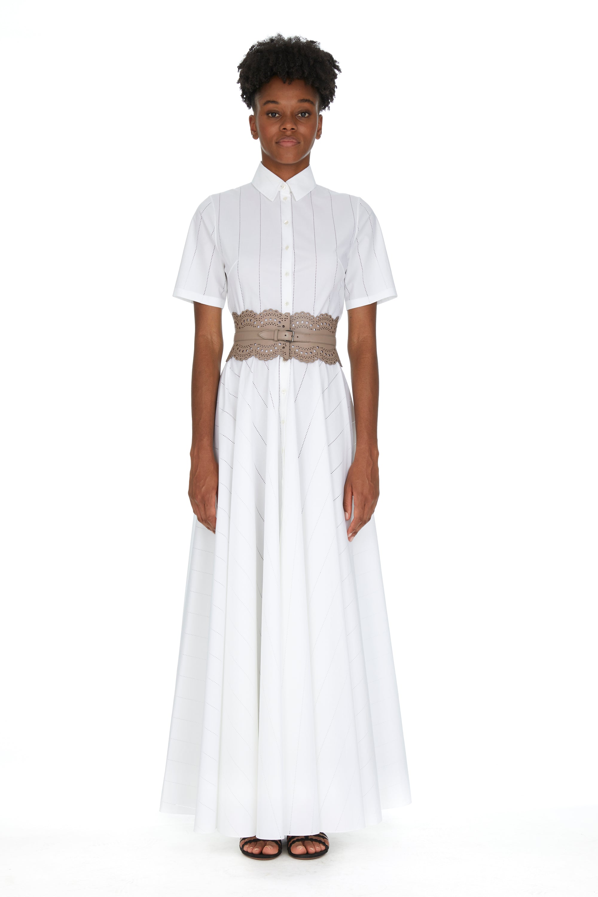 Openwork leather corset belt - Almandite