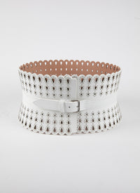 Corset à clous en cuir - Blanc Optique