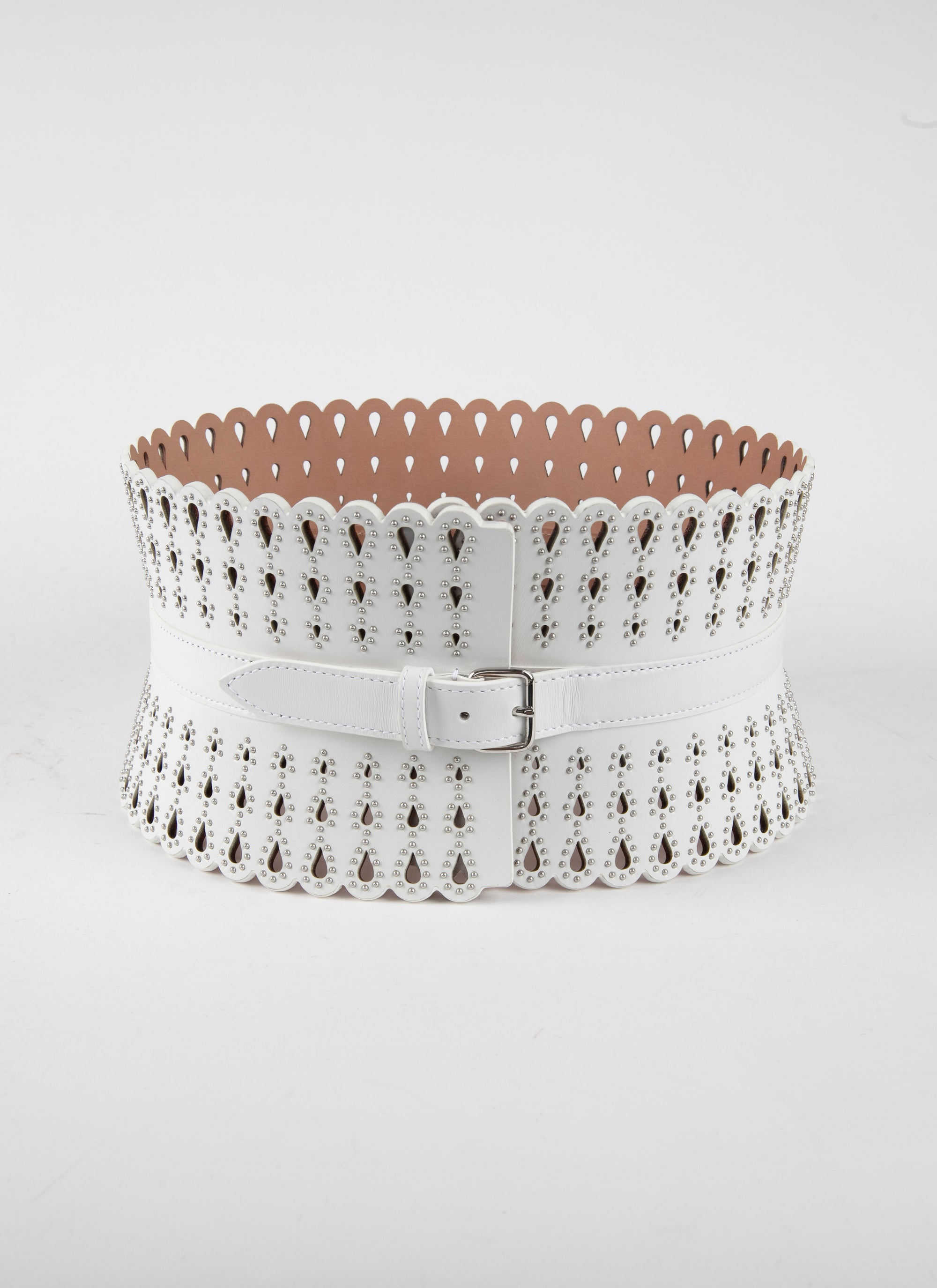 Corset à clous en cuir - Blanc Optique