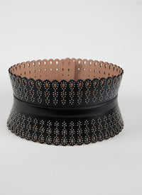 Corset à clous en cuir - Noir