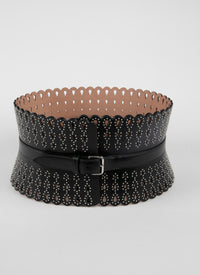 Corset à clous en cuir - Noir