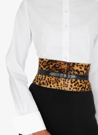 Ceinture corset imprimé guépard en cuir - Mordore & Noir