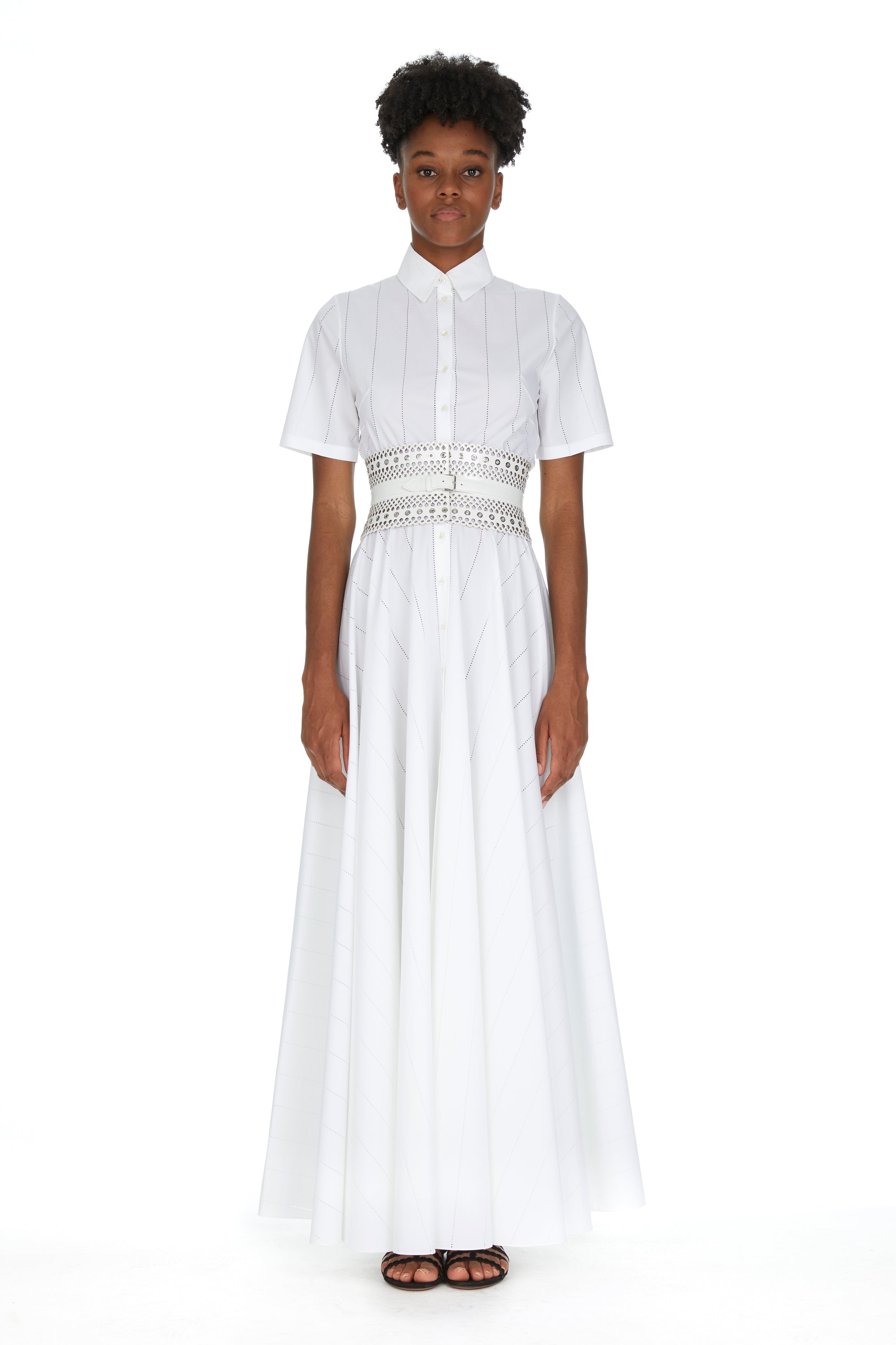 Corset à clous en cuir - Blanc Optique