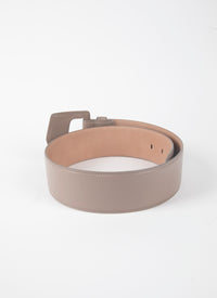 Oversized leather geometric buckle belt - Turtle Dove