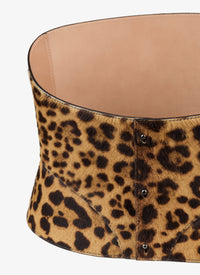 Ceinture corset en cuir à imprimé guépard - Mordore & Noir