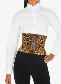 Ceinture corset en cuir à imprimé guépard - Mordore & Noir