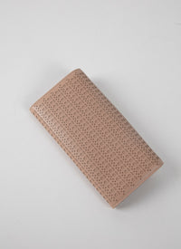 Portefeuille à rabat au motif ajouré en cuir - Sable