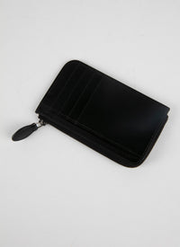 Petals card holder in leather - Black & Sand