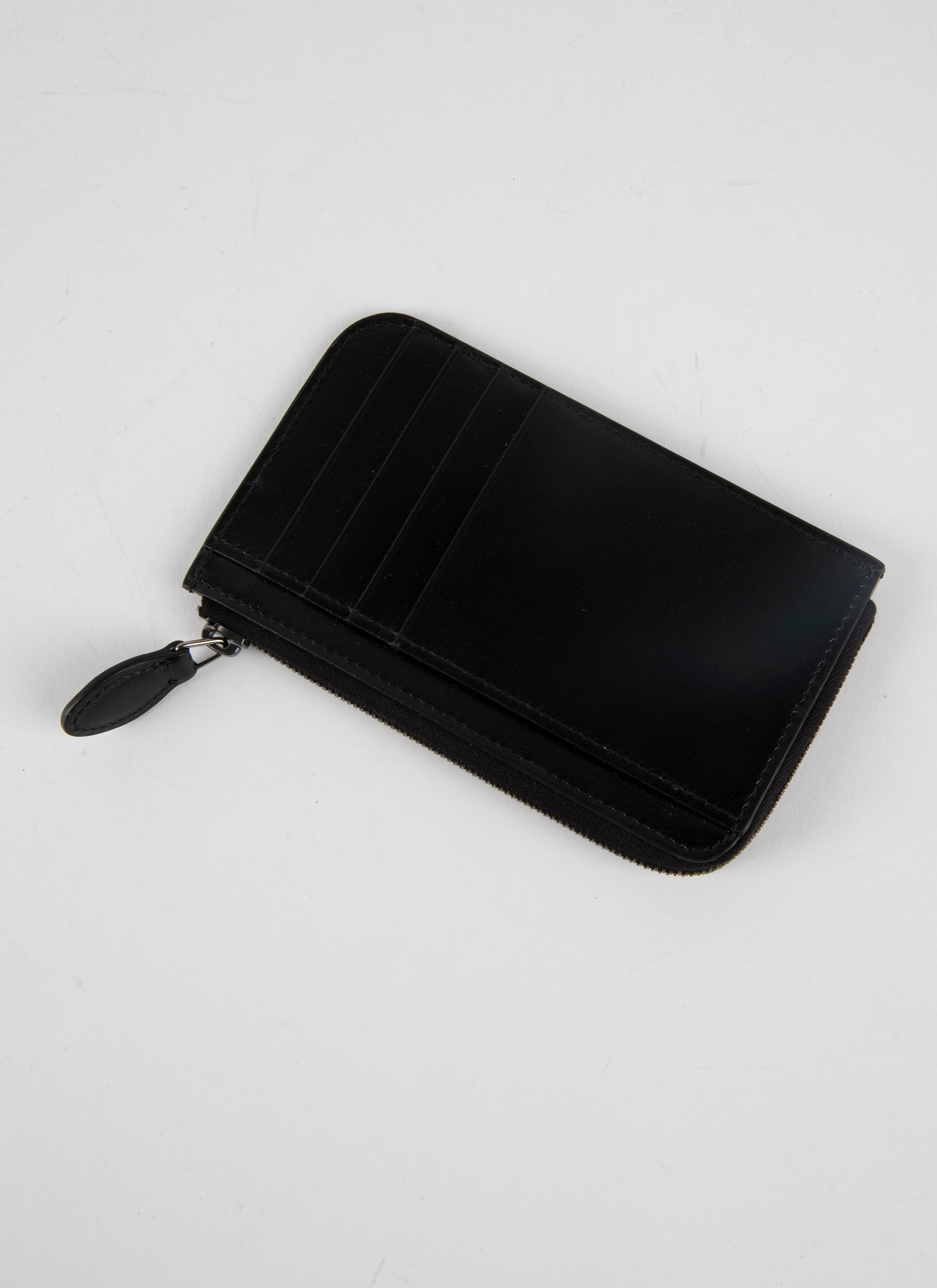 Petals card holder in leather - Black & Sand