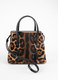 Cheetah print Mina bag in leather - Mordor & Black