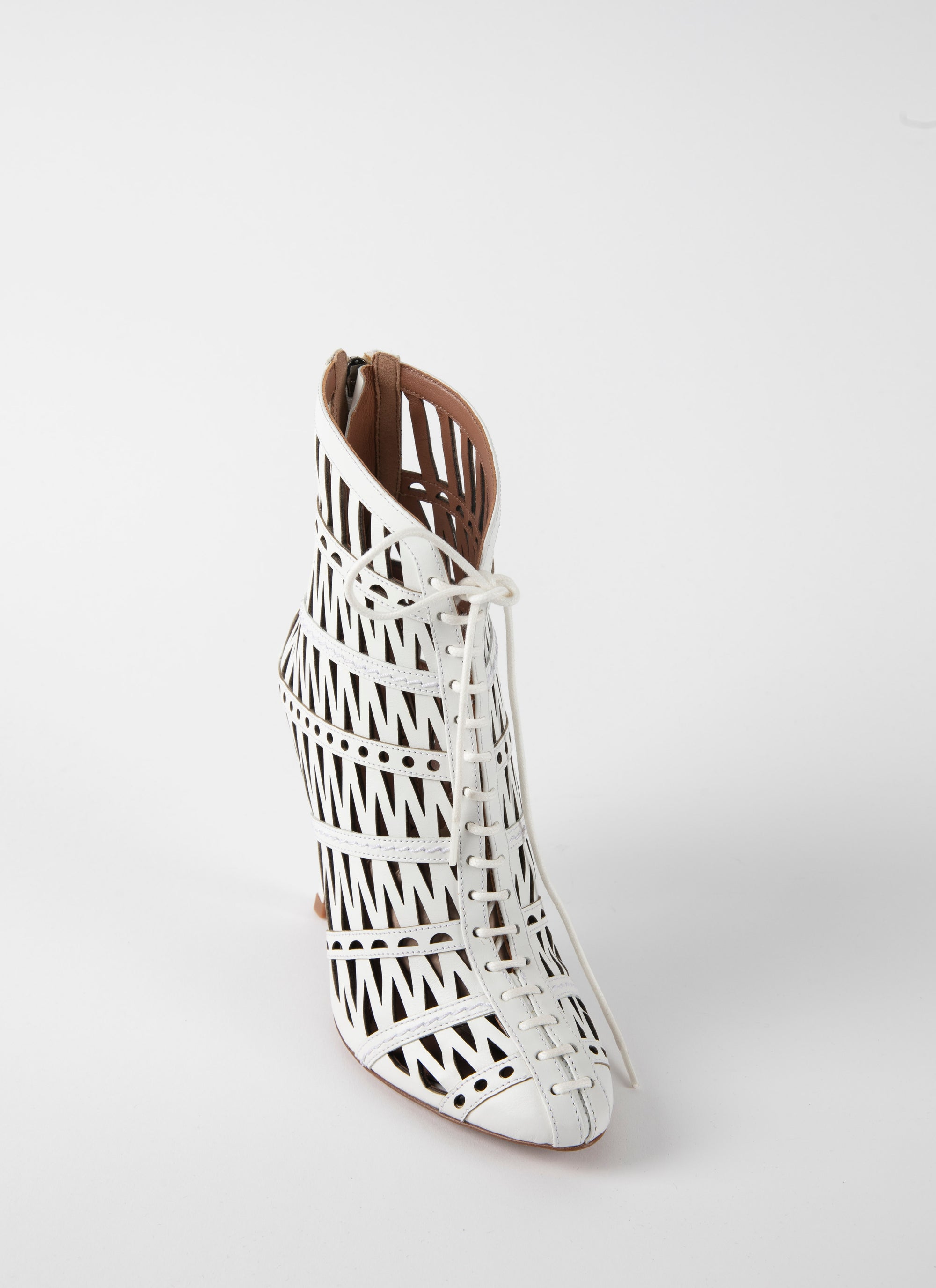 Cut-out leather boots - Chalk White