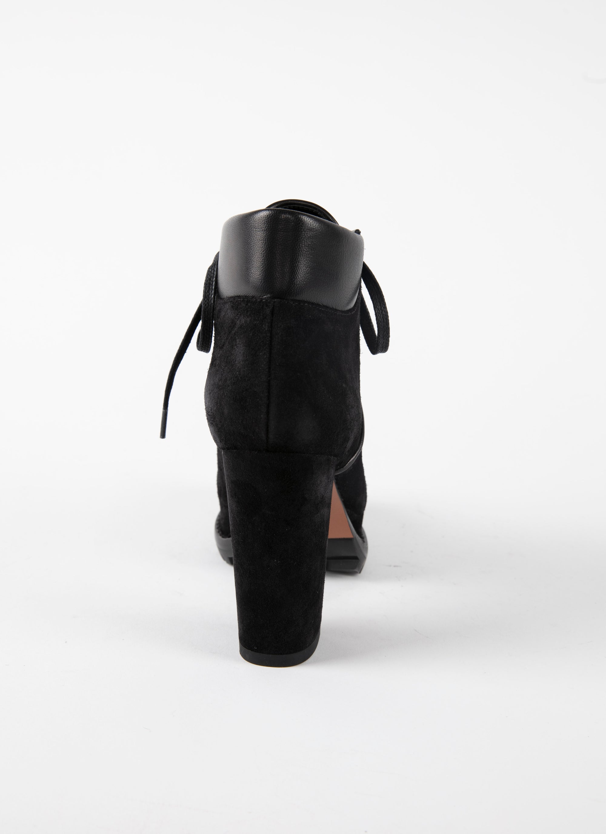 Wide-heeled boots in velvet - Black