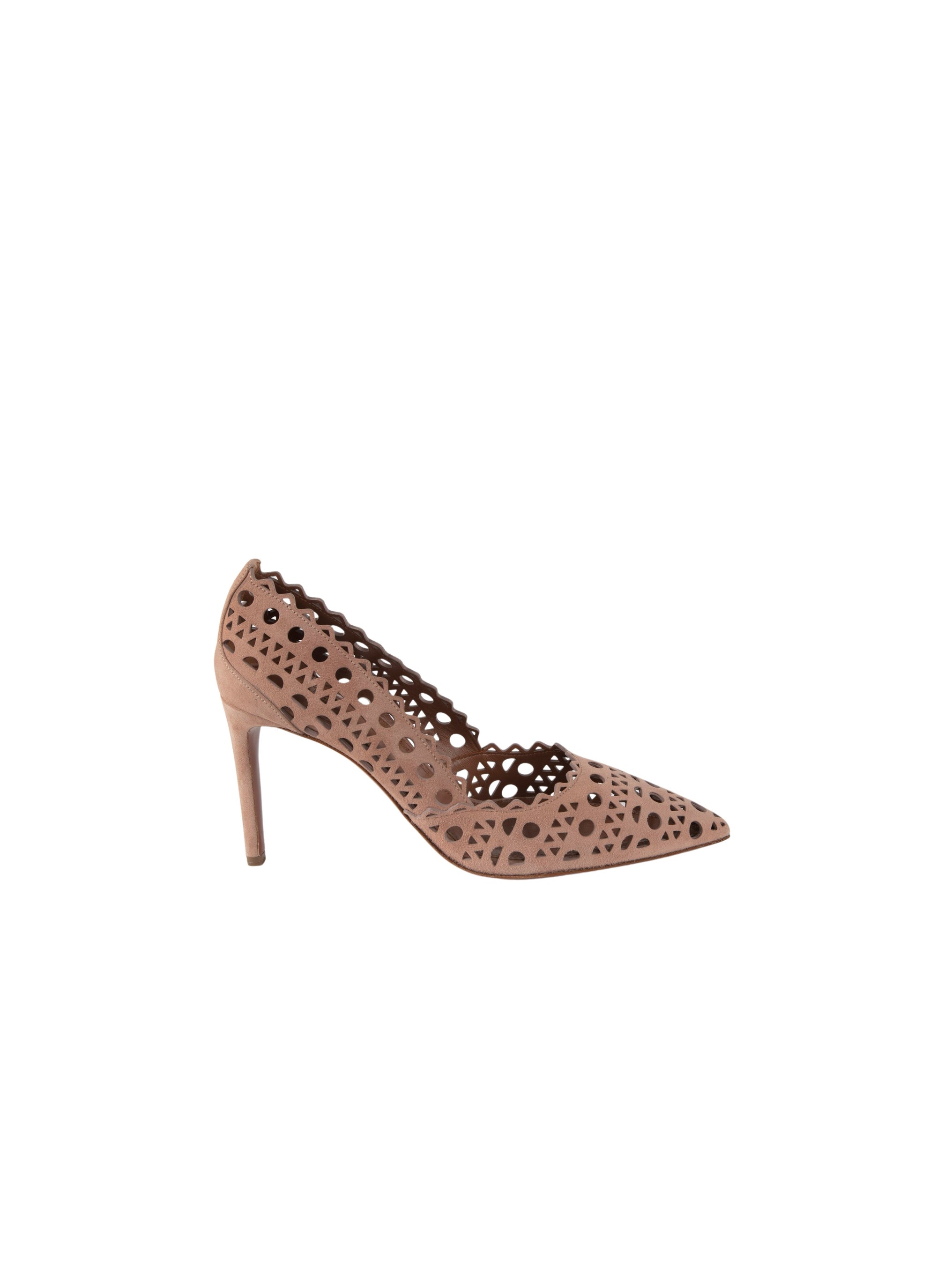 Openwork pumps in leather - Flesh