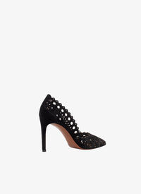 Escarpins à motif ajouré en cuir - Noir