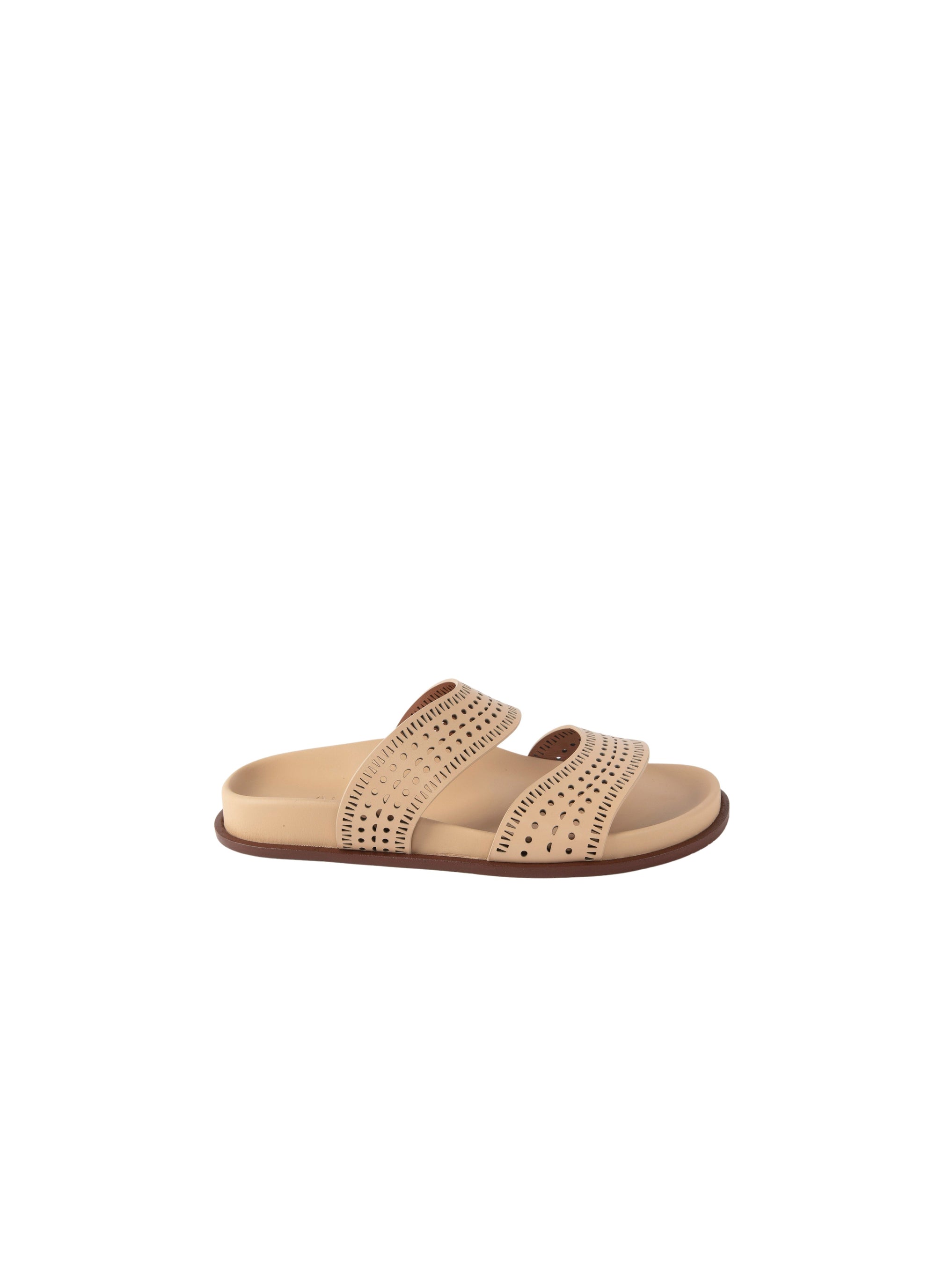 Mules ajourées en cuir - Corail