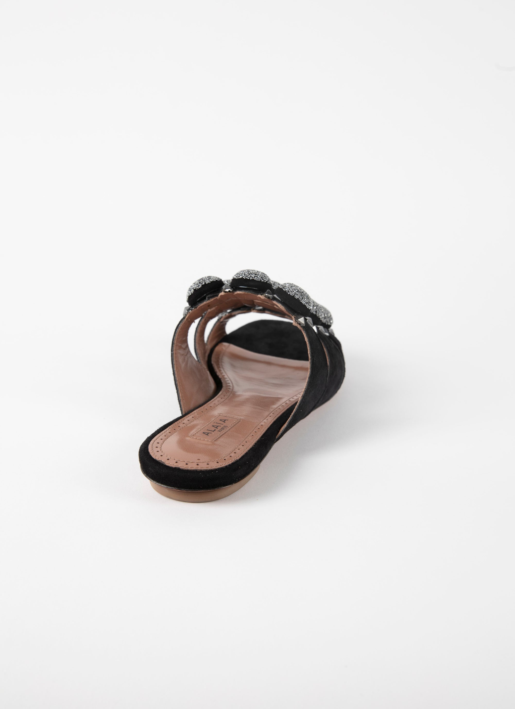 Mules pompons en cuir - Noir