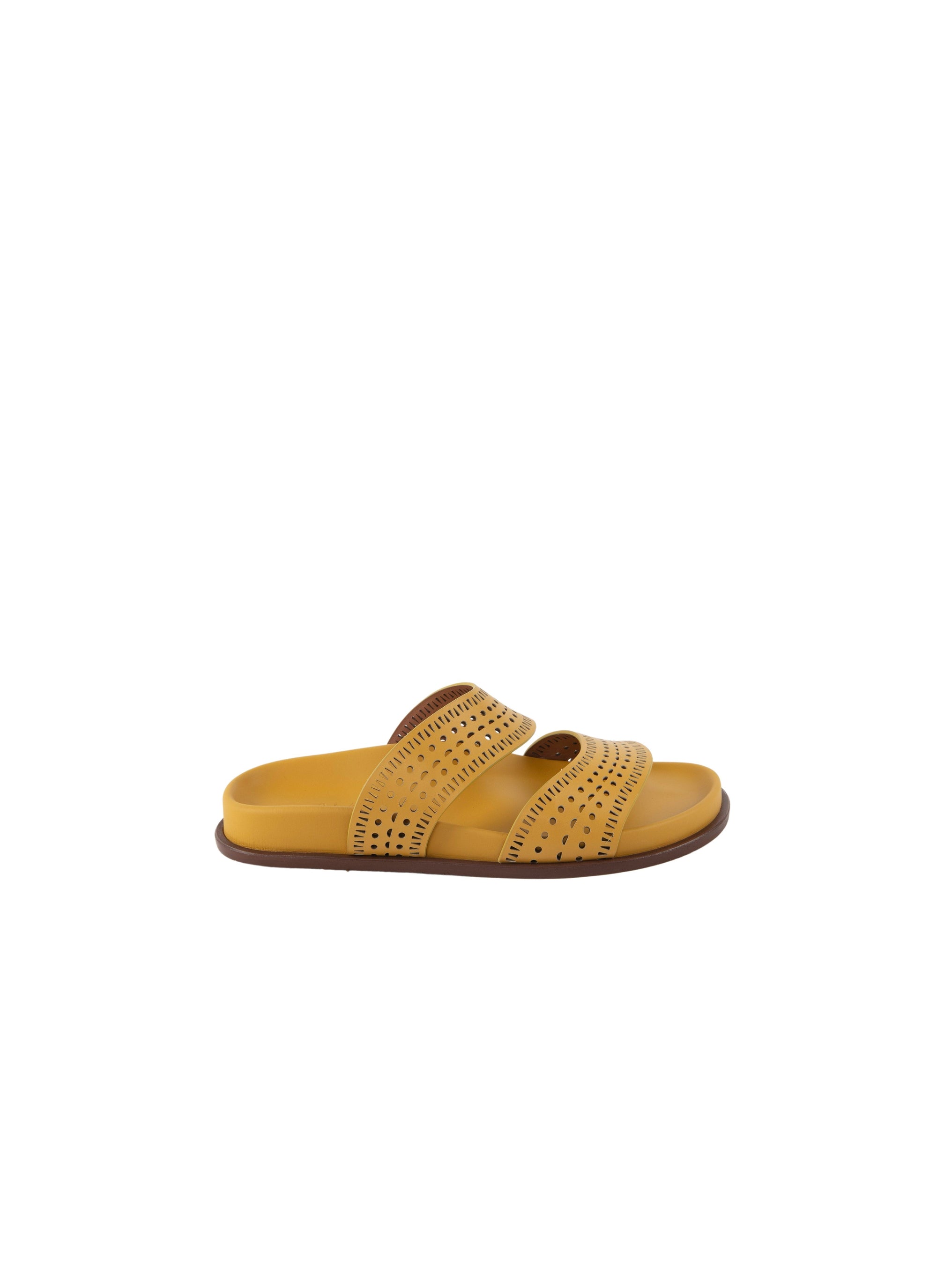 Mules ajourées en cuir - Jaune Safran