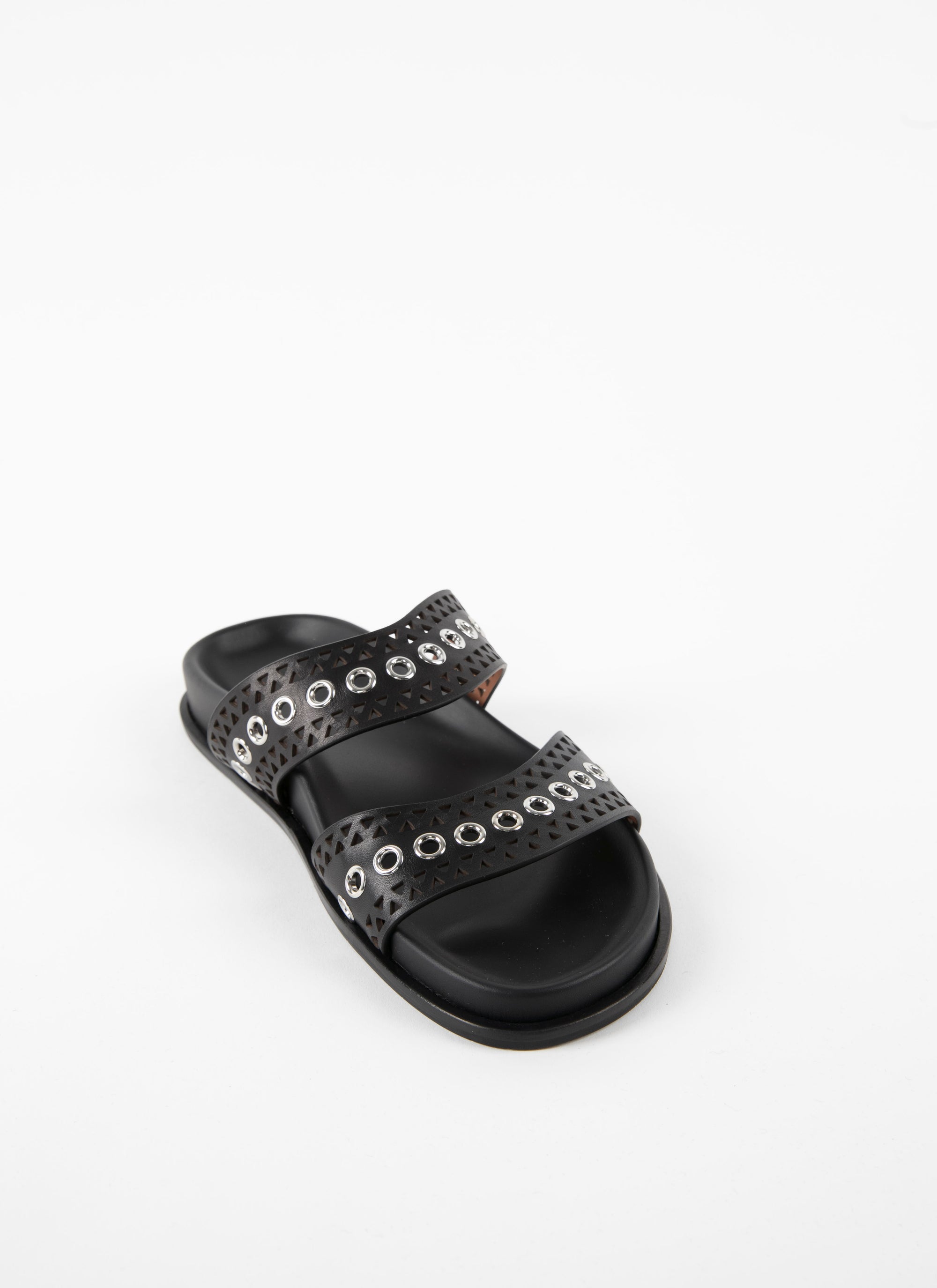 Mules à œillets en cuir - Noir