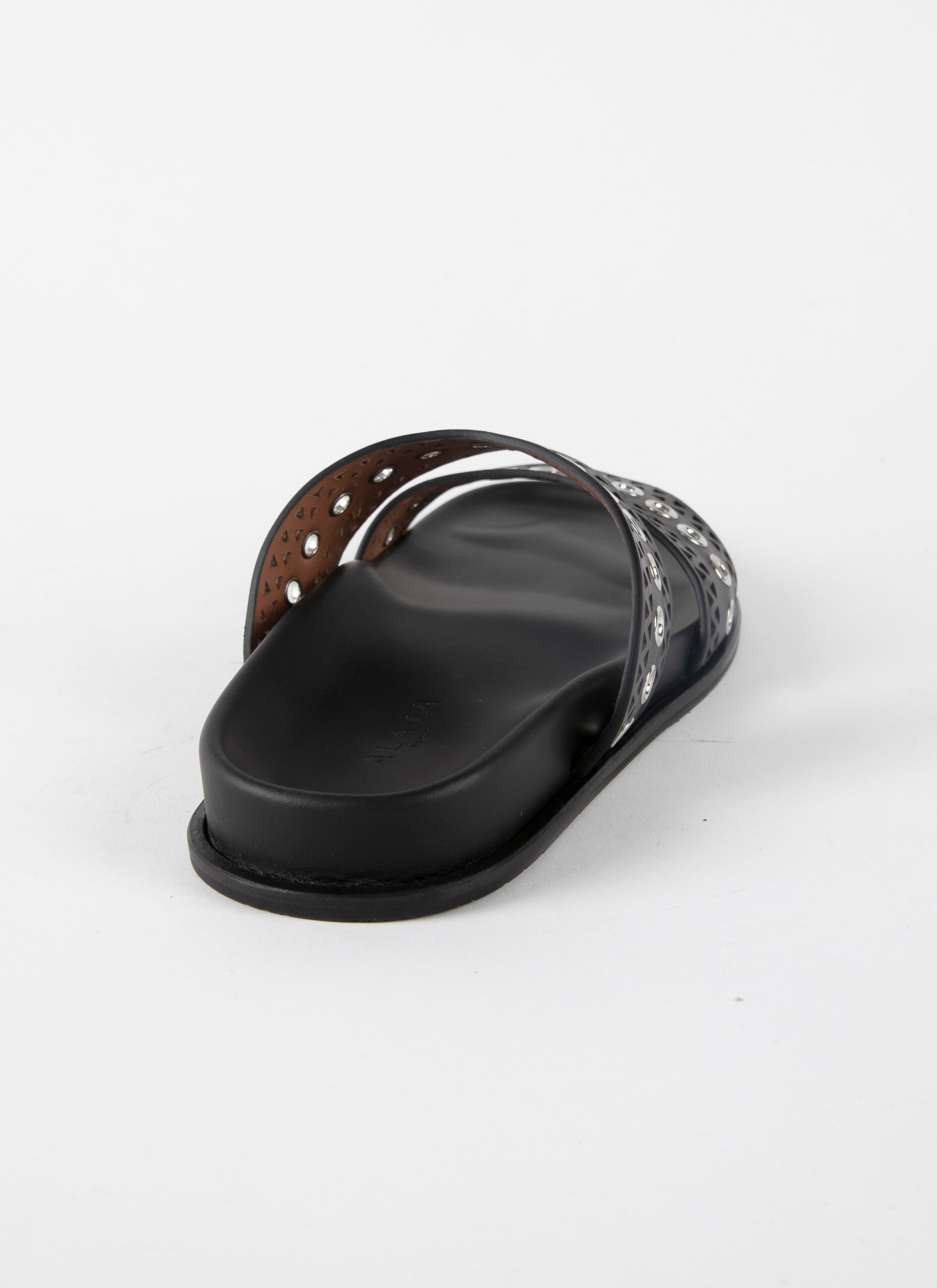 Mules à œillets en cuir - Noir