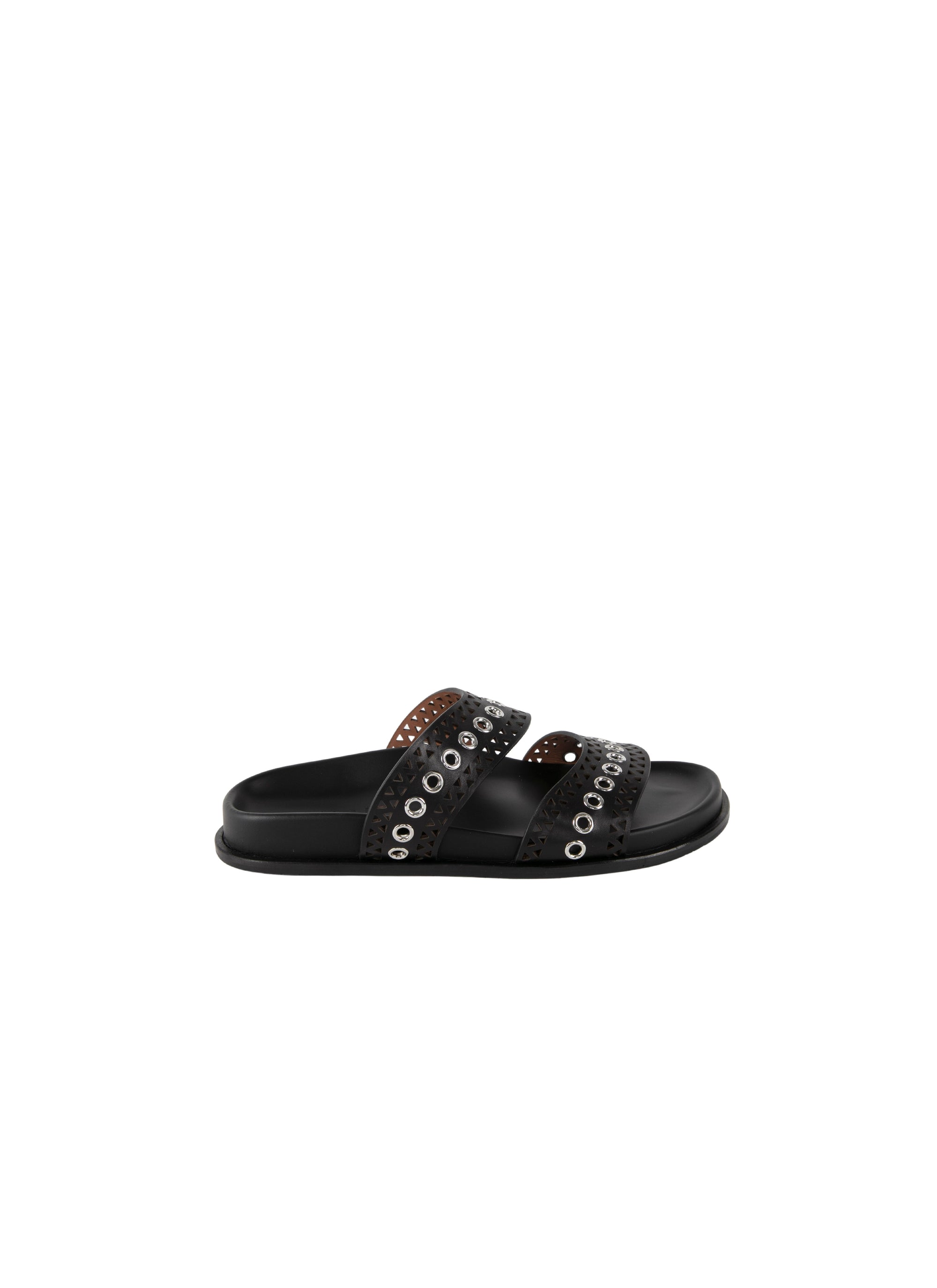 Mules à œillets en cuir - Noir