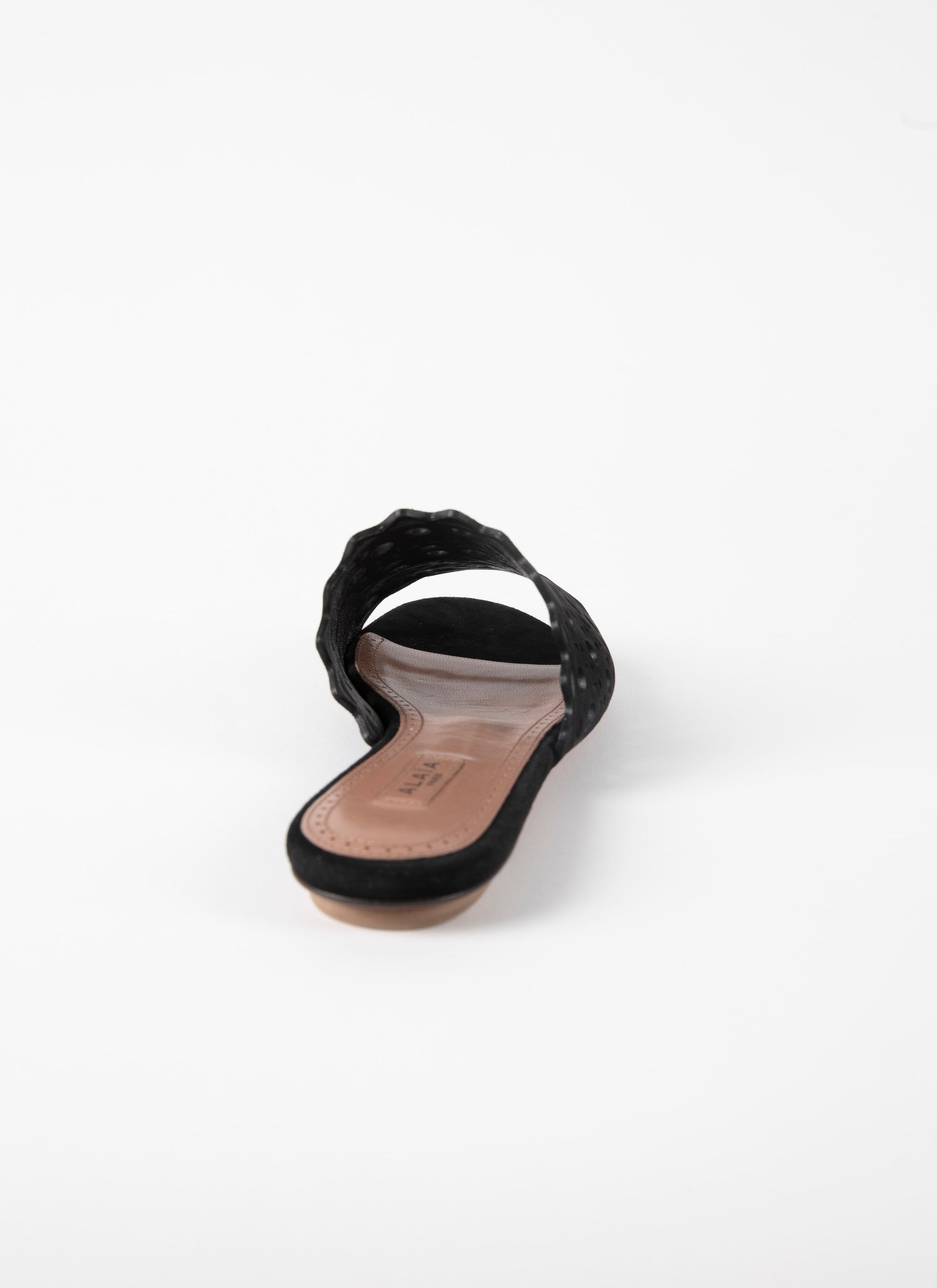 Mules plates à motif ajouré en cuir - Noir