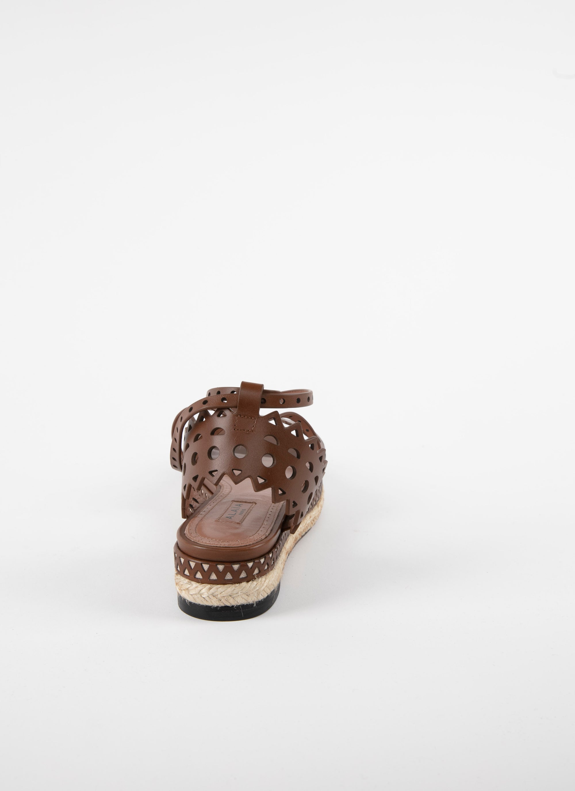 Espadrilles plates et ajourées en cuir - Cognac