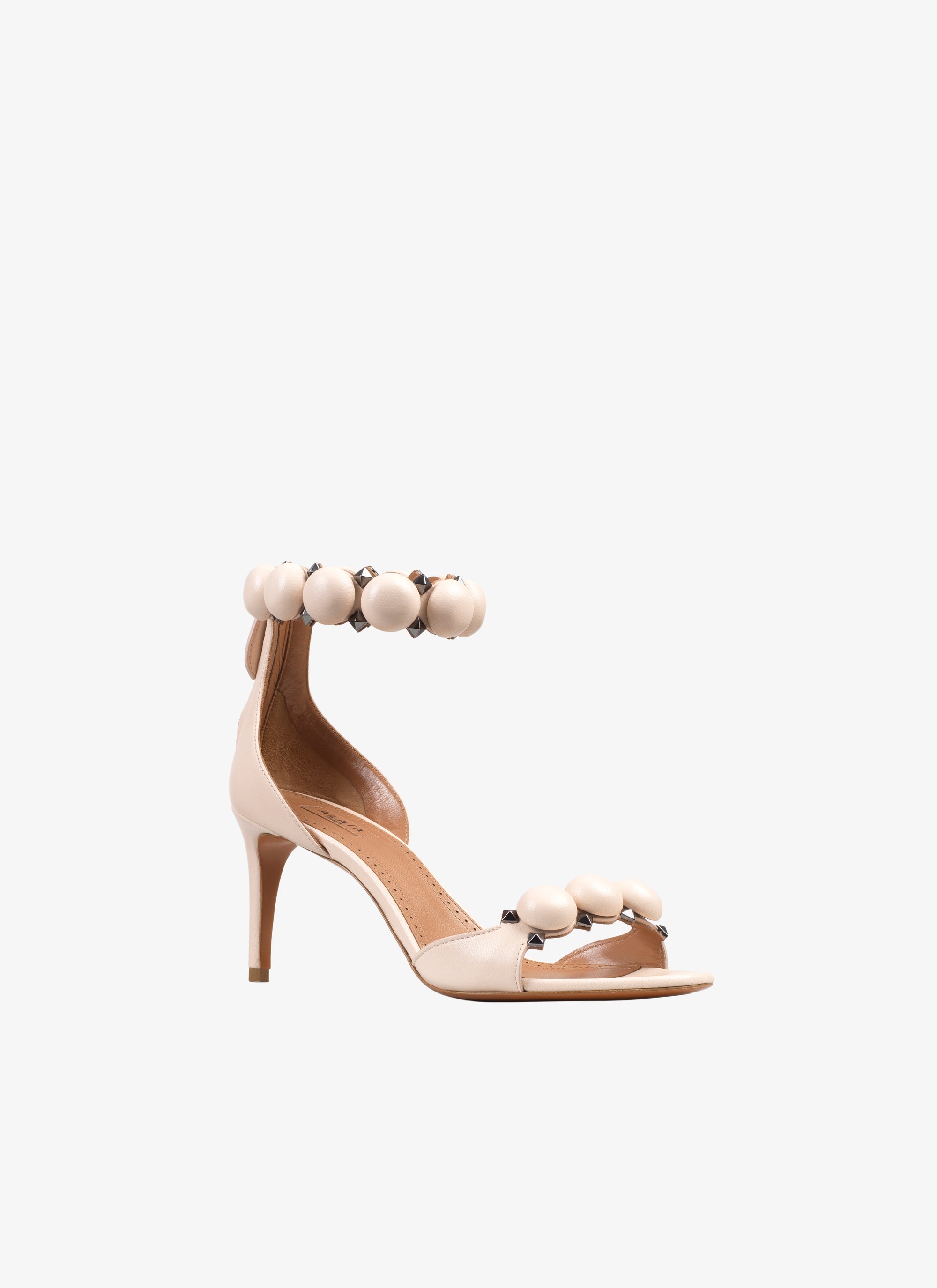 Leather Bombe sandals - Pebble