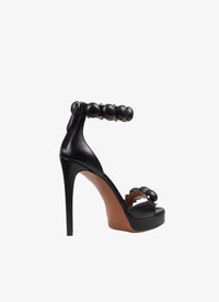 Bombe platform sandals with leather straps - Black
