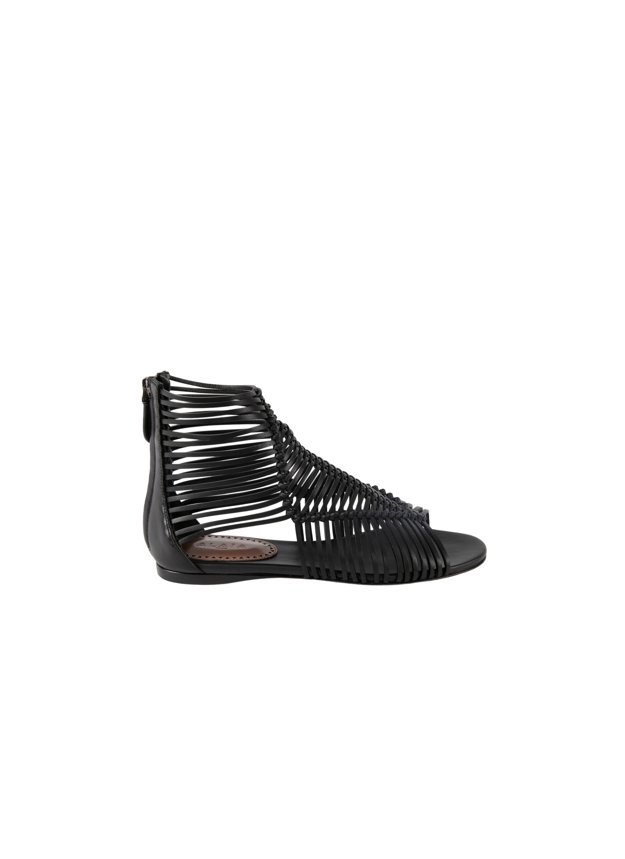 Woven leather sandals - Black