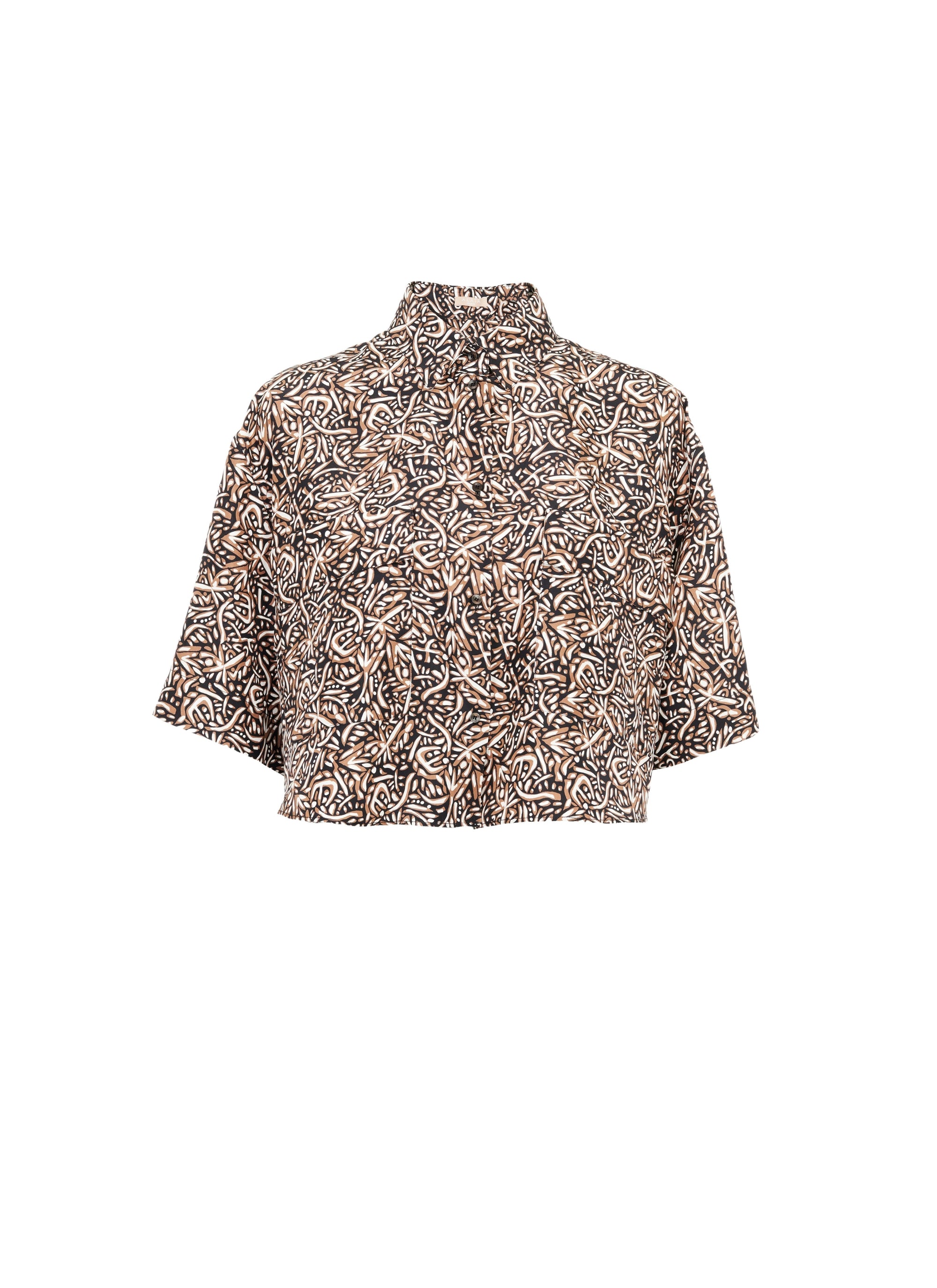 Short silk shirt - Sahara & Black