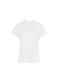 T-shirt à plastron ajouré - Blanc