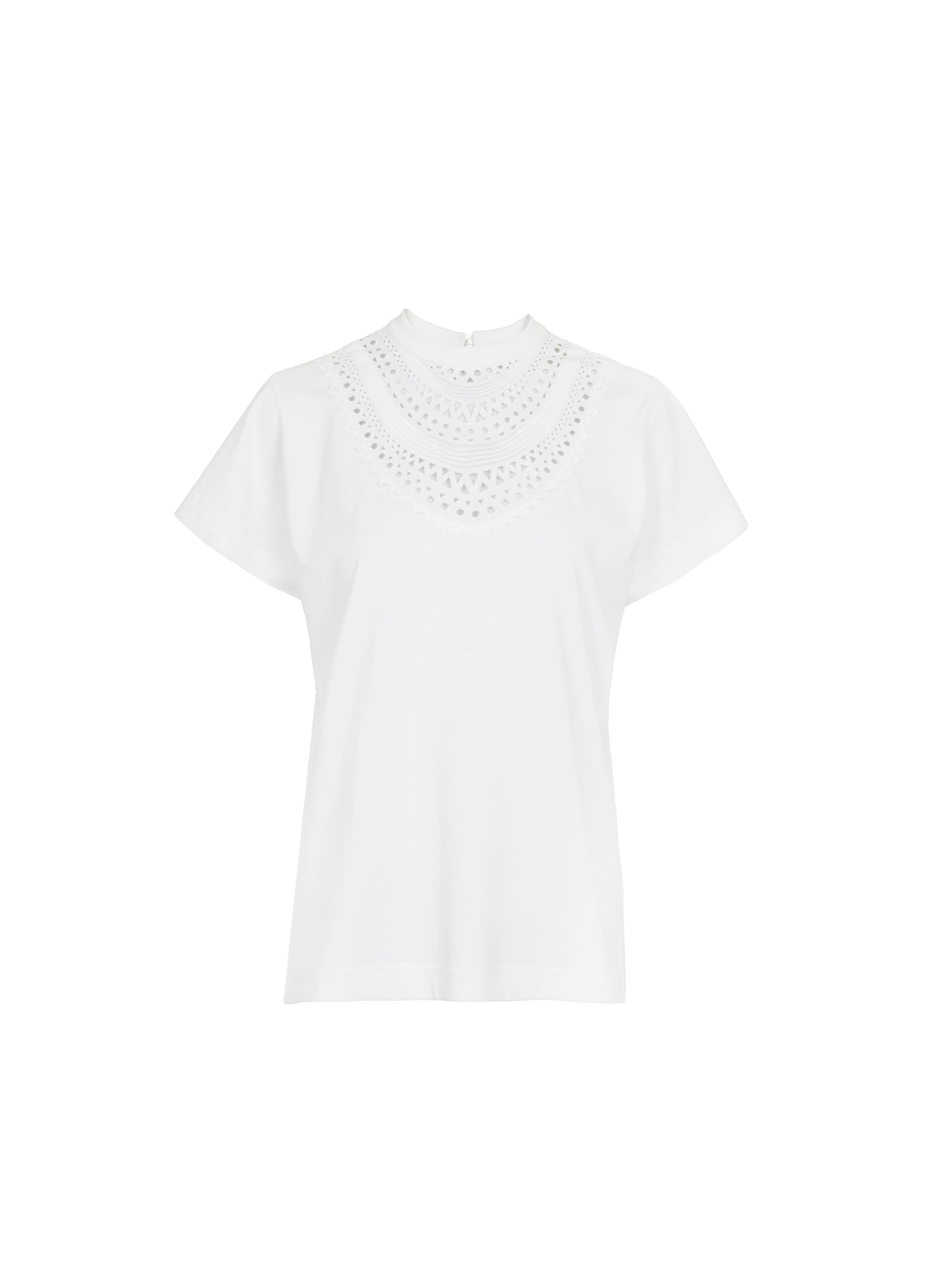 T-shirt à plastron ajouré - Blanc