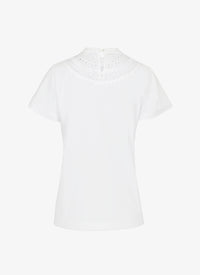 T-shirt à plastron ajouré - Blanc