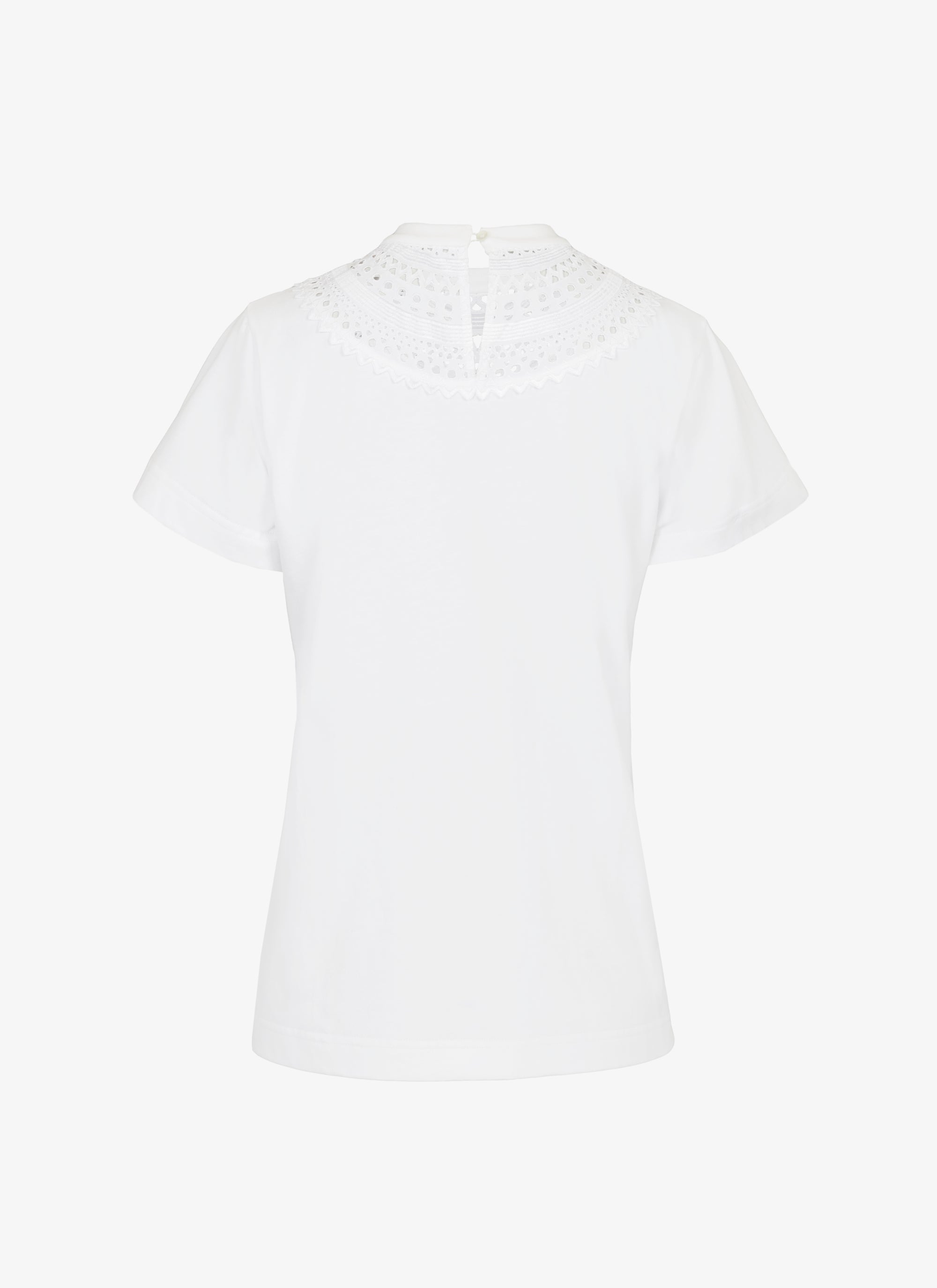 T-shirt à plastron ajouré - Blanc