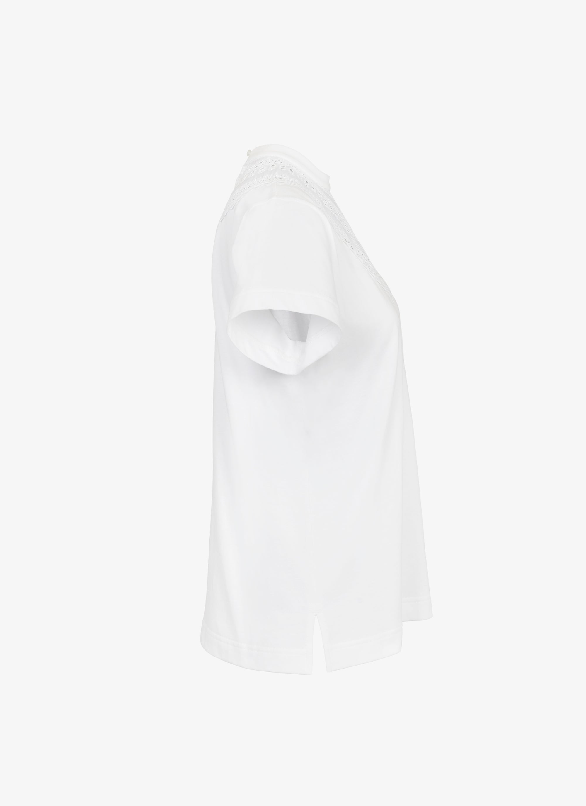 T-shirt à plastron ajouré - Blanc