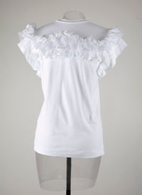 Ruffle sleeve t-shirt - White
