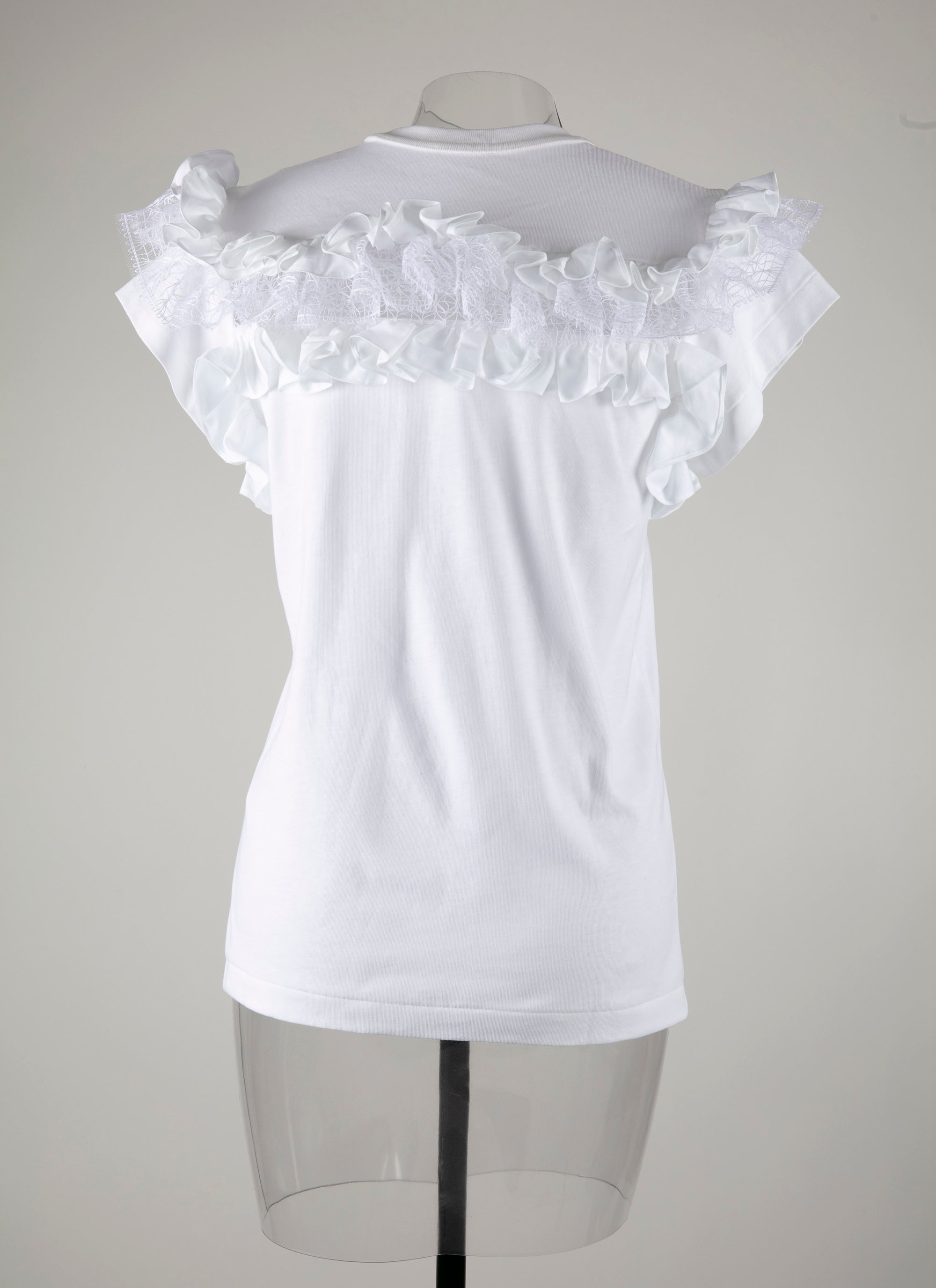 Ruffle sleeve t-shirt - White