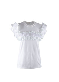 Ruffle sleeve t-shirt - White