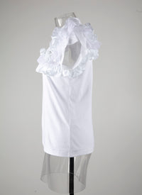 Ruffle sleeve t-shirt - White