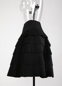 Jupe plissée en laine sèche mélangée - Noir