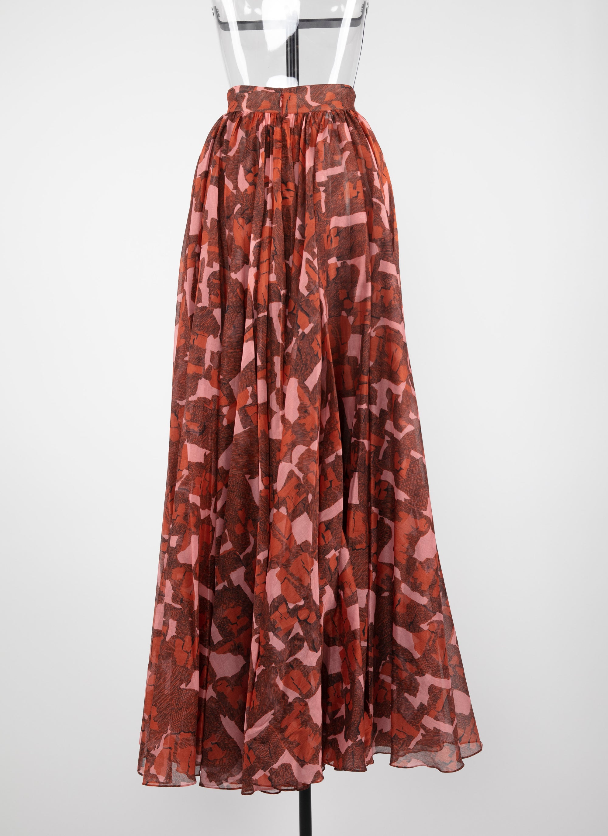 Jupe longue Archipel en soie - Rose & Rouge